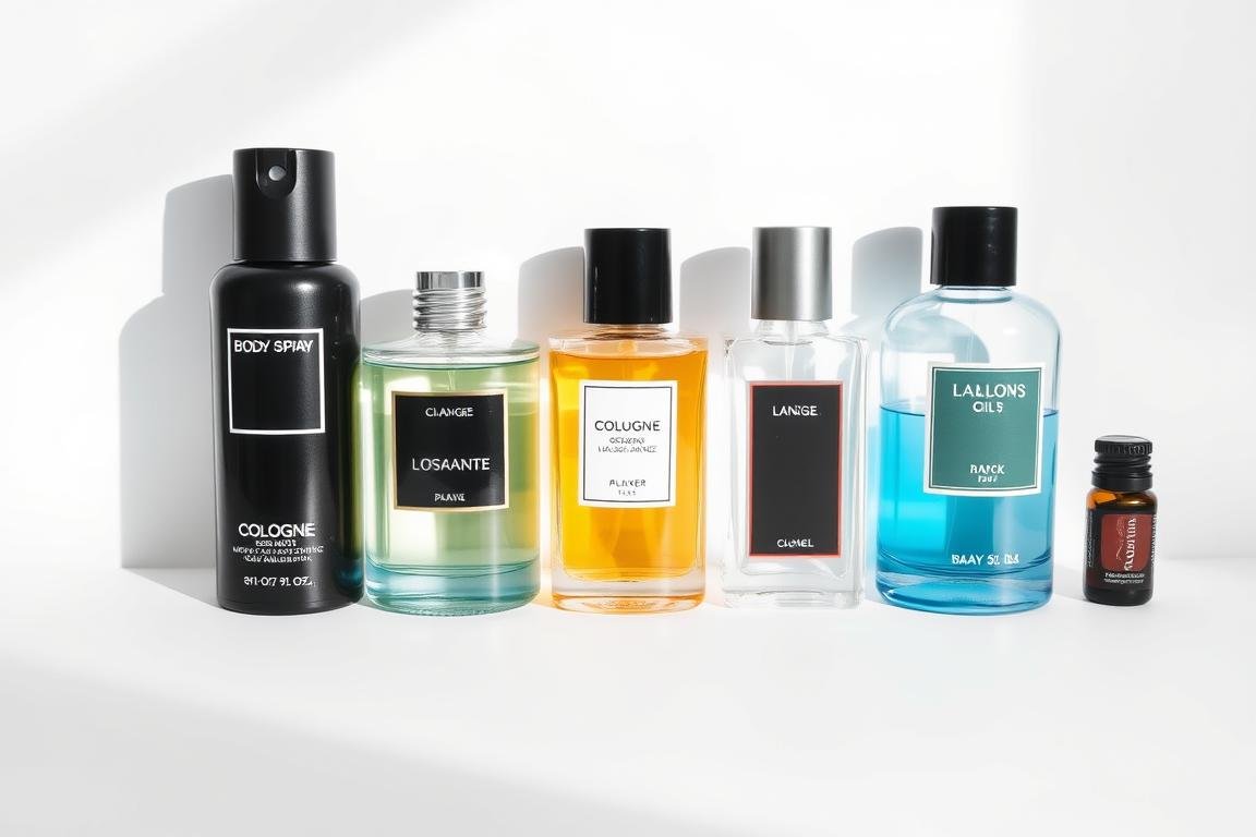 Four different affordable fragrance options displayed side by side showing how to smell good on a budget
