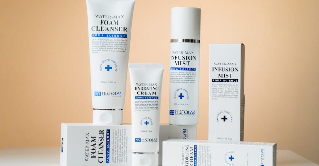 Buttah Skin Supreme Skin Kit Elegant showcase of Water-Max skincare products including cleanser, cream, and mist on a white surface.